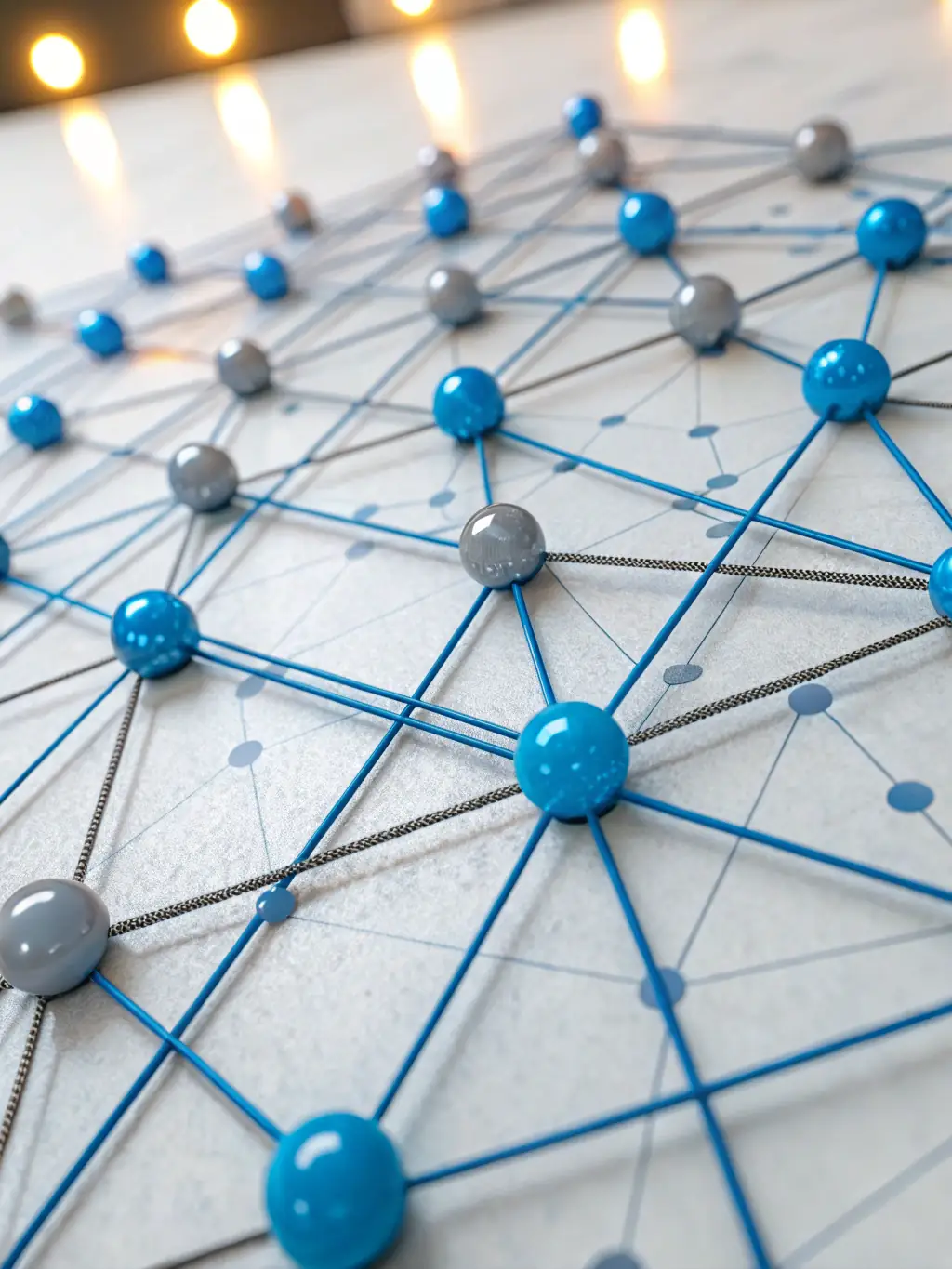 An abstract image representing data analysis and personalized health insights, with interconnected nodes and lines forming a human silhouette.